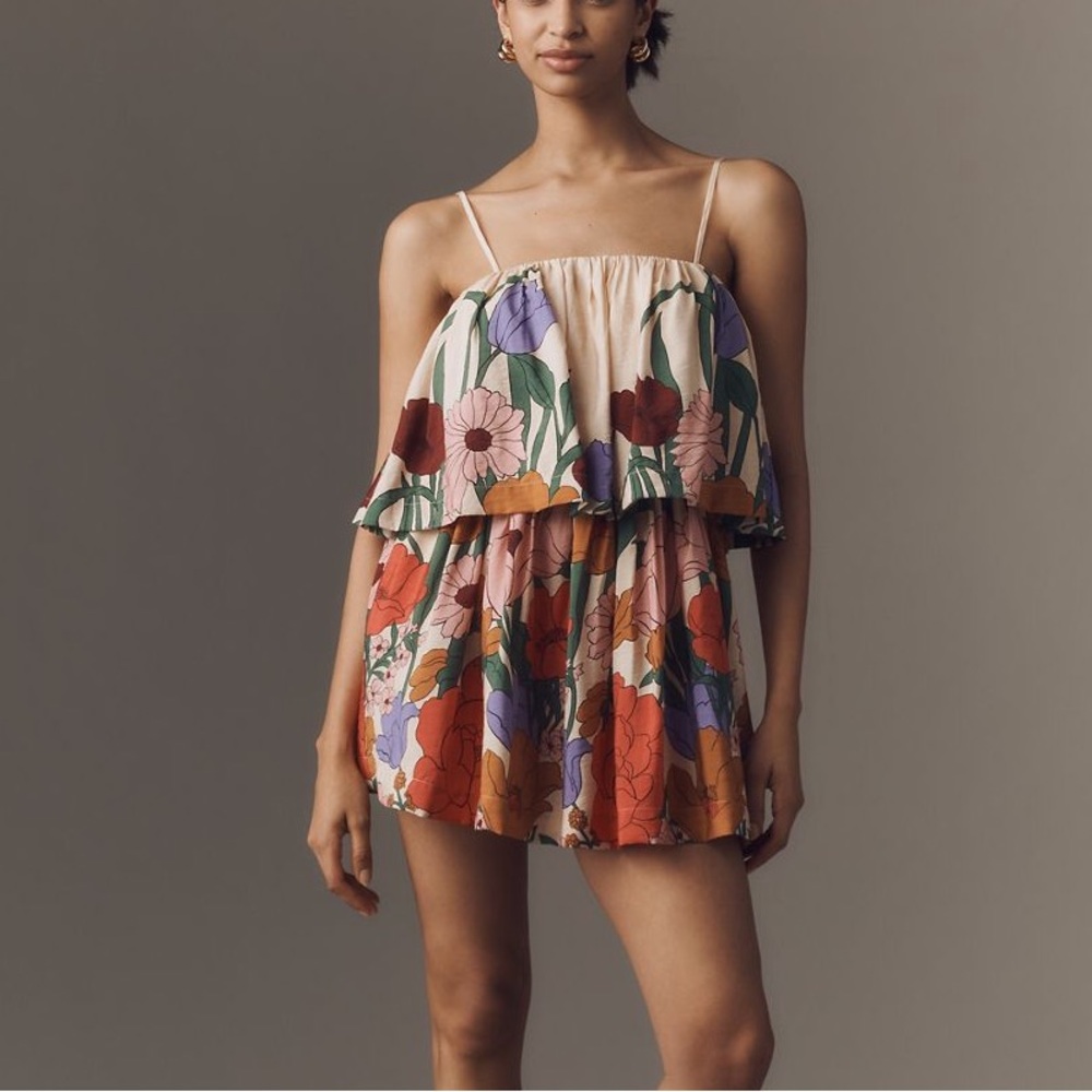 New FARM Rio Tiered Floral Mini Dress